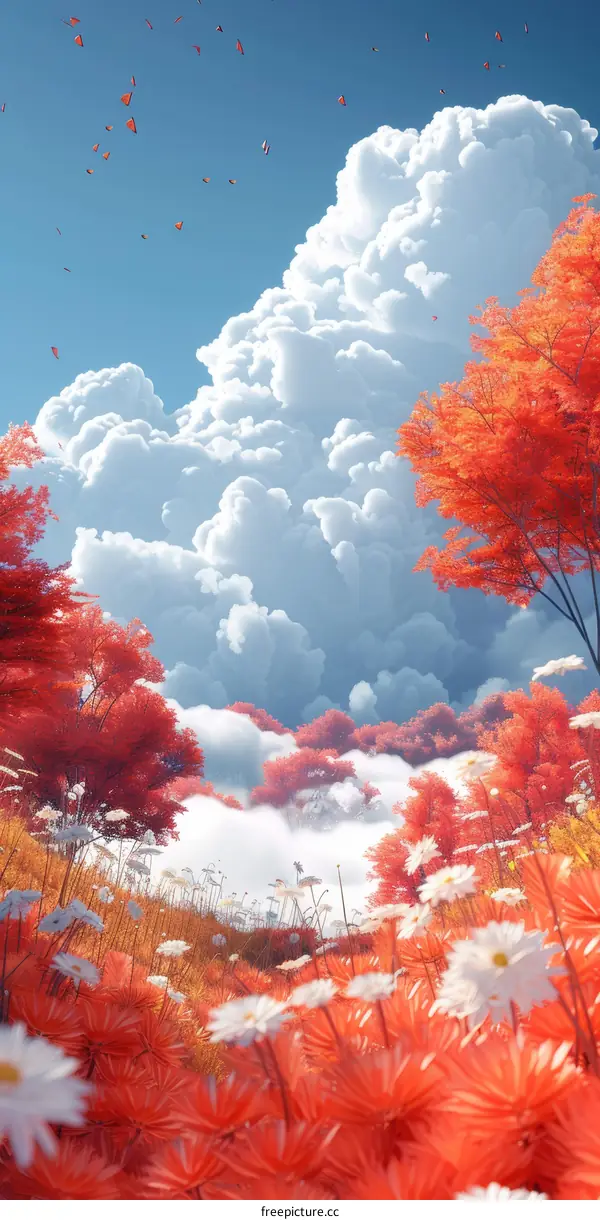 Colorful Autumnal Landscape Illustration