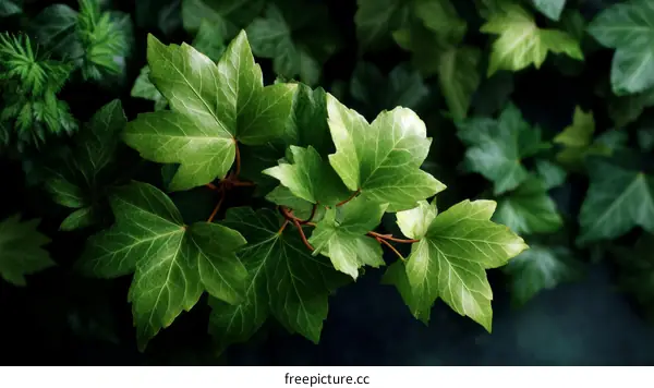 Closeup View of Vibrant Green Ivy Leaves