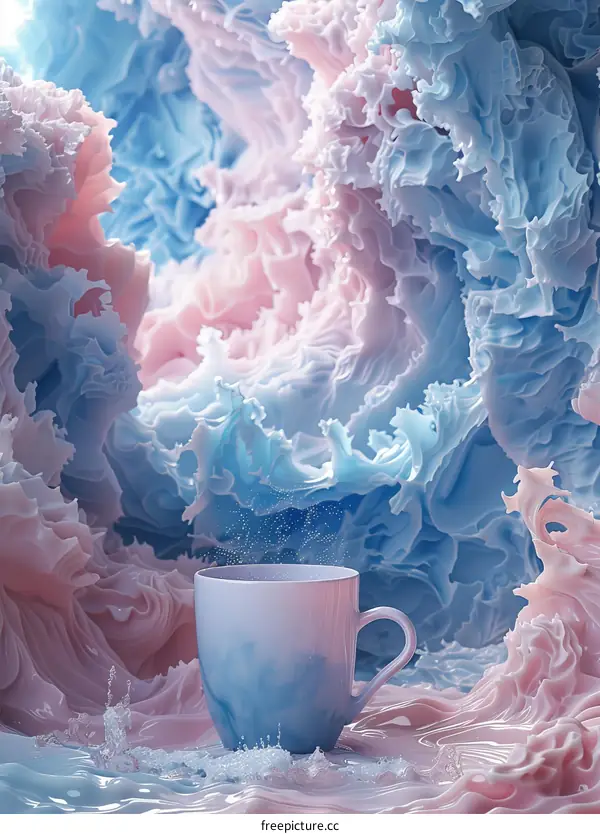 Abstract Liquid Art with a Coffee Cup