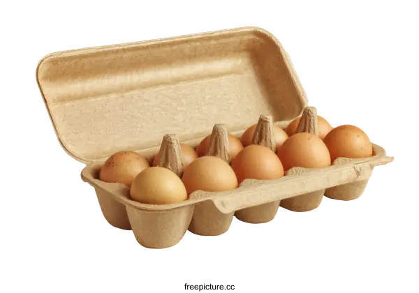 [Transparent Background PNG]Cardboard Egg Carton with Eggs