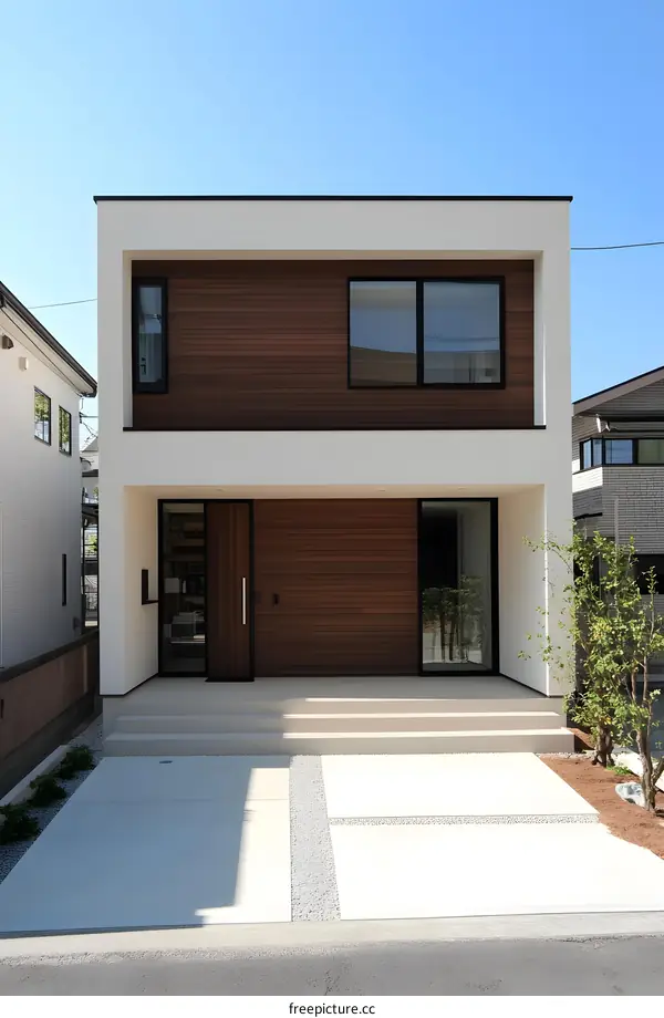 Modern Minimalist Two Story House Exterior Design