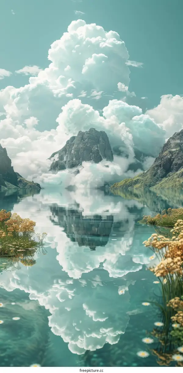Mountain Peaks Reflected on a Serene Lake