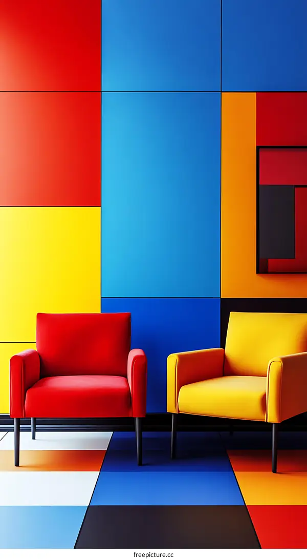 Colorful Interior Design with Vibrant Seating