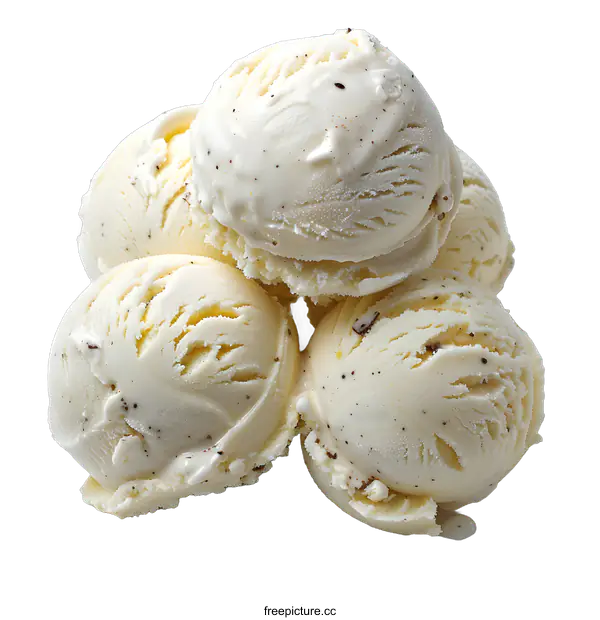 [Transparent Background PNG]Four Vanilla Ice Cream Scoops