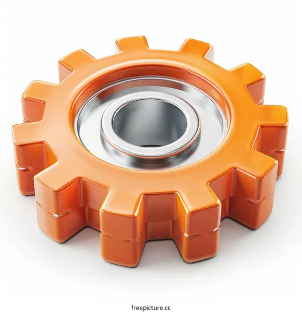 3D illustration of an orange gear