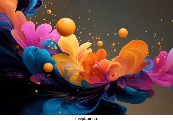 Abstract Colorful Paint Splatter Art