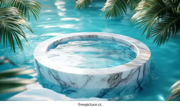 Marble Hot Tub in a Turquoise Pool Setting