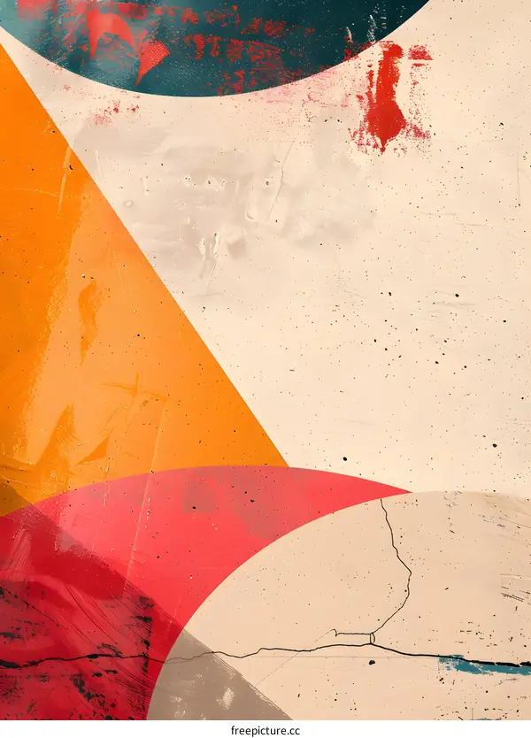 Abstract Geometric Shapes with Red, Orange, and Teal Colors