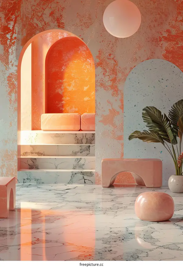 Pink surreal minimalist interior design