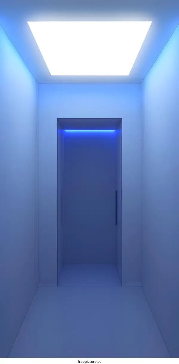 Minimalist Interior Design with Blue Lighting and Empty Room