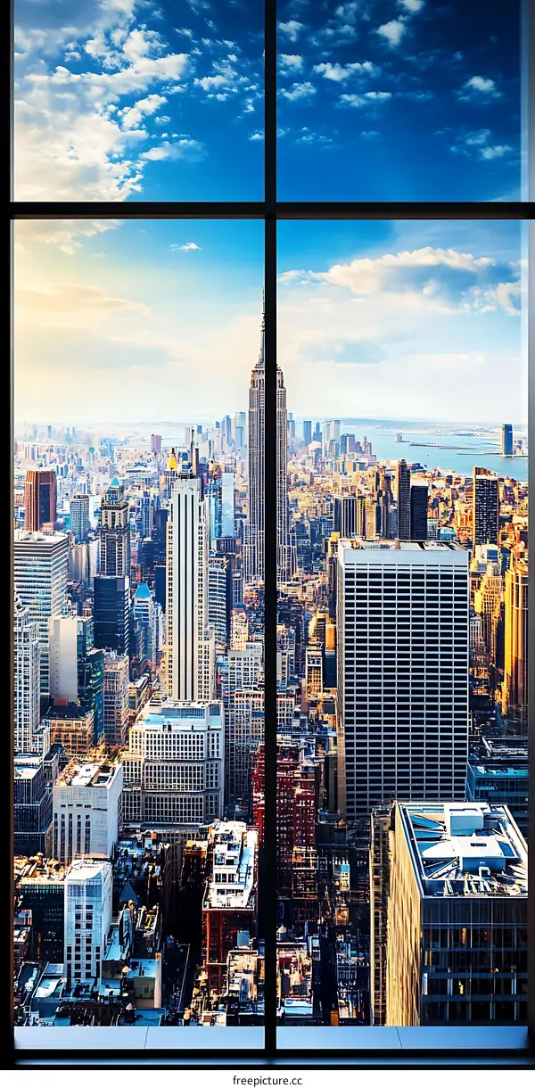 New York City Skyline View From Window