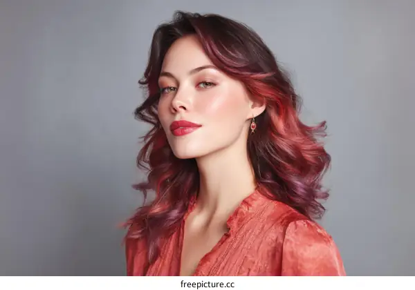 Beautiful Woman with Vibrant Hair Color