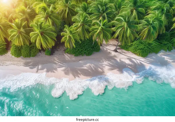 Aerial View of Palm Trees on a Tropical Beach