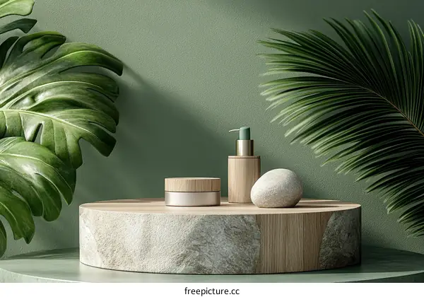 Elegant Green Aesthetic Product Display
