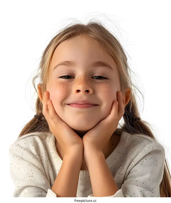Portrait of a Smiling Young Girl with Freckles