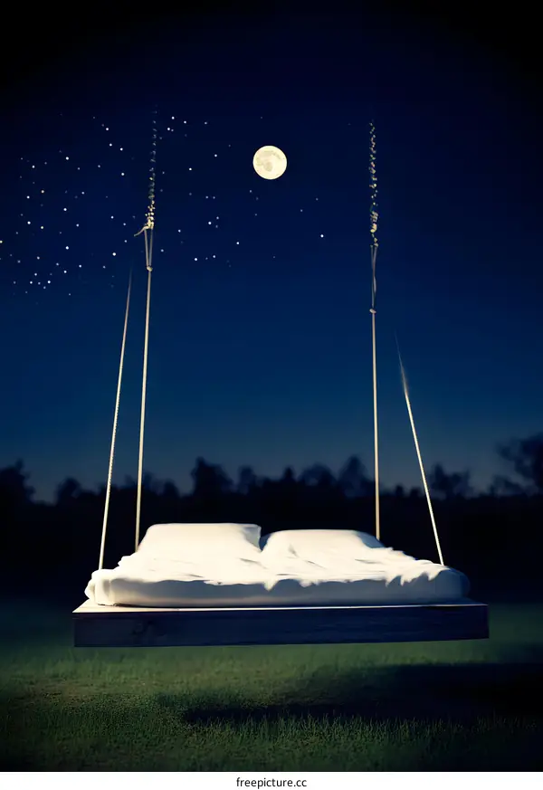 Swinging Bed Under a Full Moon