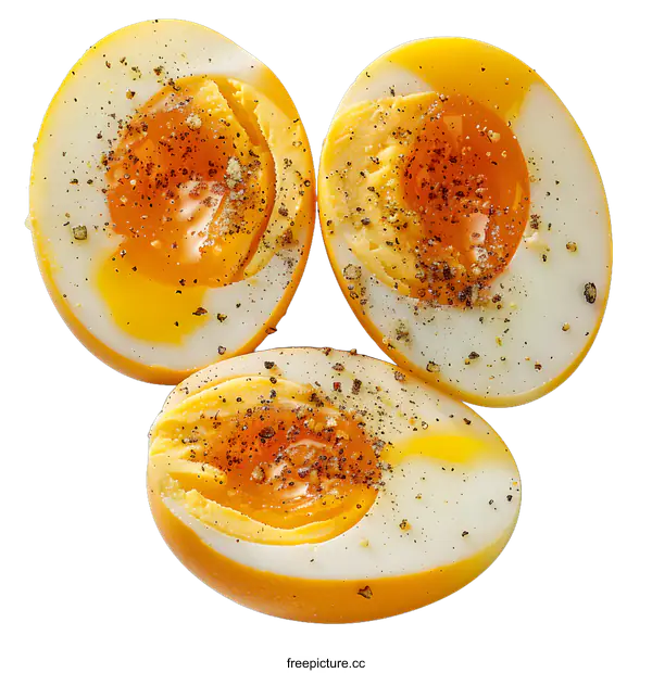 [Transparent Background PNG]three halves of hard-boiled egg