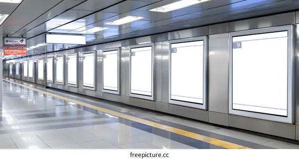 Blank Advertisement Panels in Subway Station