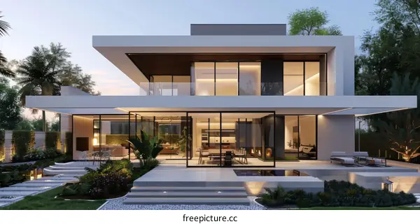 Modern luxury villa with pool and terrace