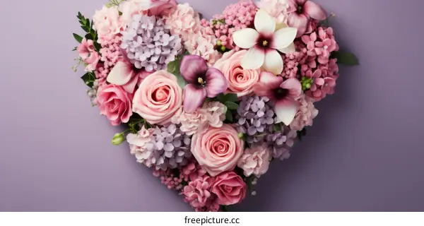 Bouquet of Flowers Forming a Heart Shape