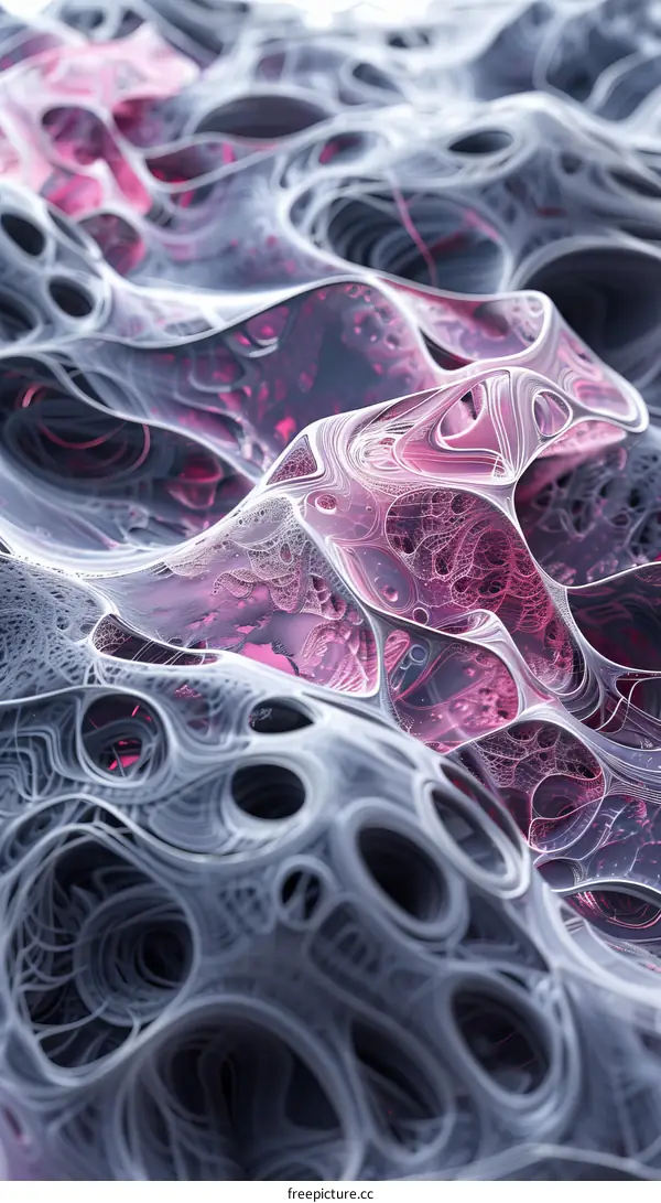 Pink and Gray Abstract 3D Cellular Structure