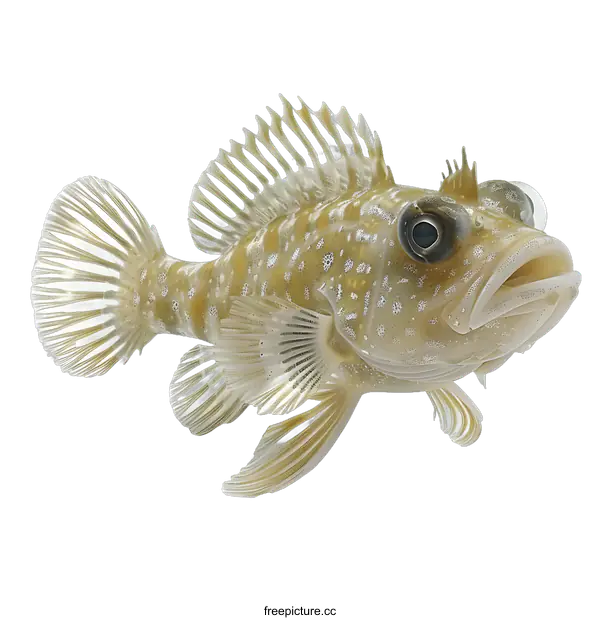 [Transparent Background PNG]A realistic 3D illustration of a fish with a white background
