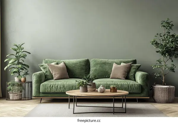 Modern Green Living Room Interior Design