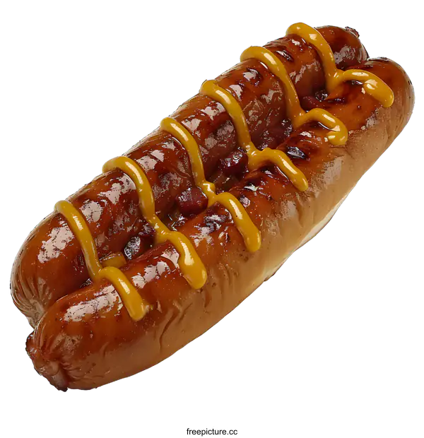 [Transparent Background PNG]Hotdog with mustard on a white background