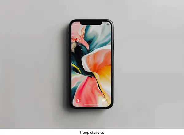Black Smartphone with Abstract Wallpaper