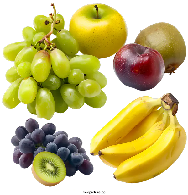 [Transparent Background PNG]Assortment of Fresh Fruits on White Background