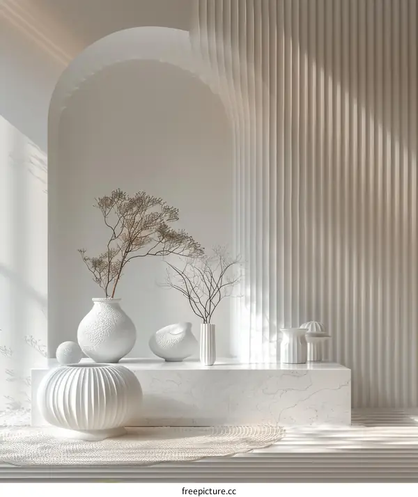 Modern Minimalist Interior Design with Decorative Vases
