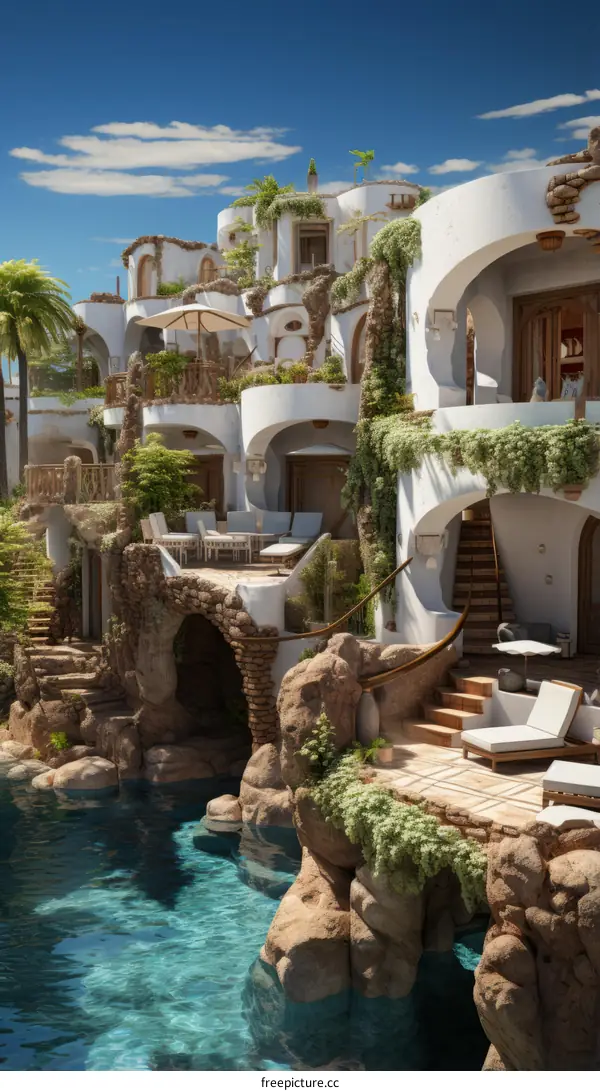 Stunning whitewashed Mediterranean villa with pool