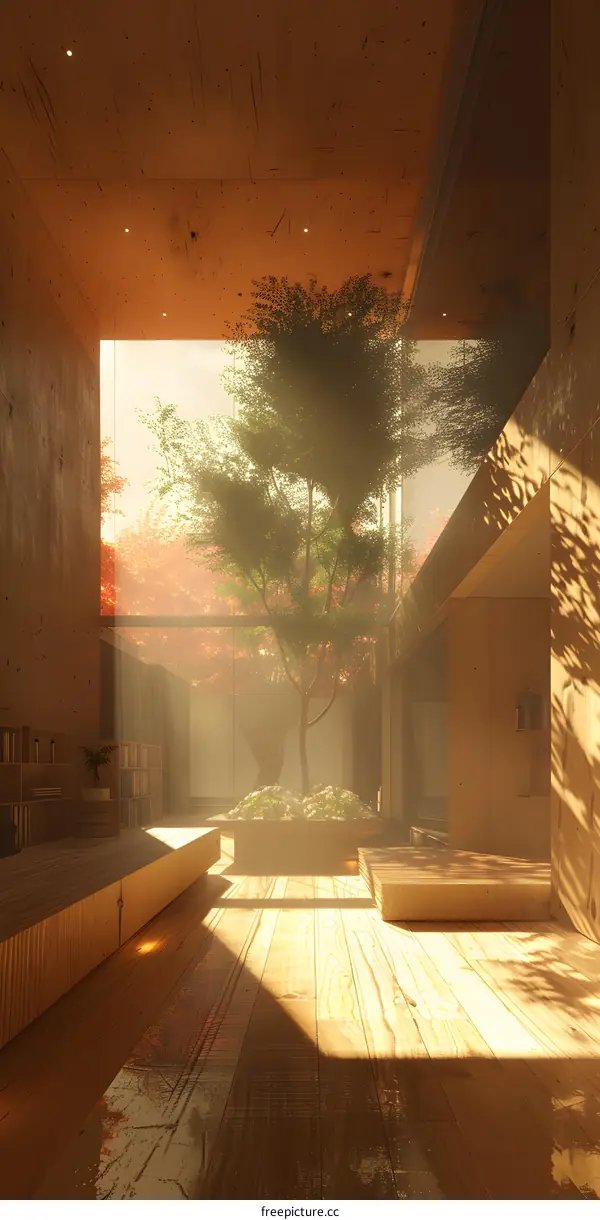 Sunlit Interior with Tree