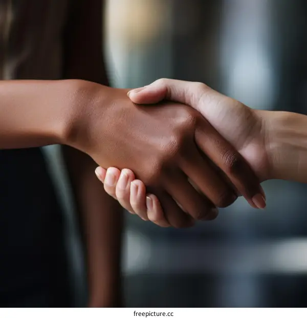 Black and white business handshake