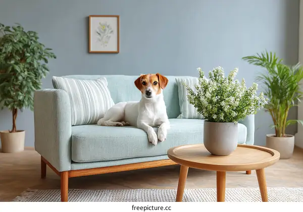 Cozy Living Room with a Jack Russell Terrier