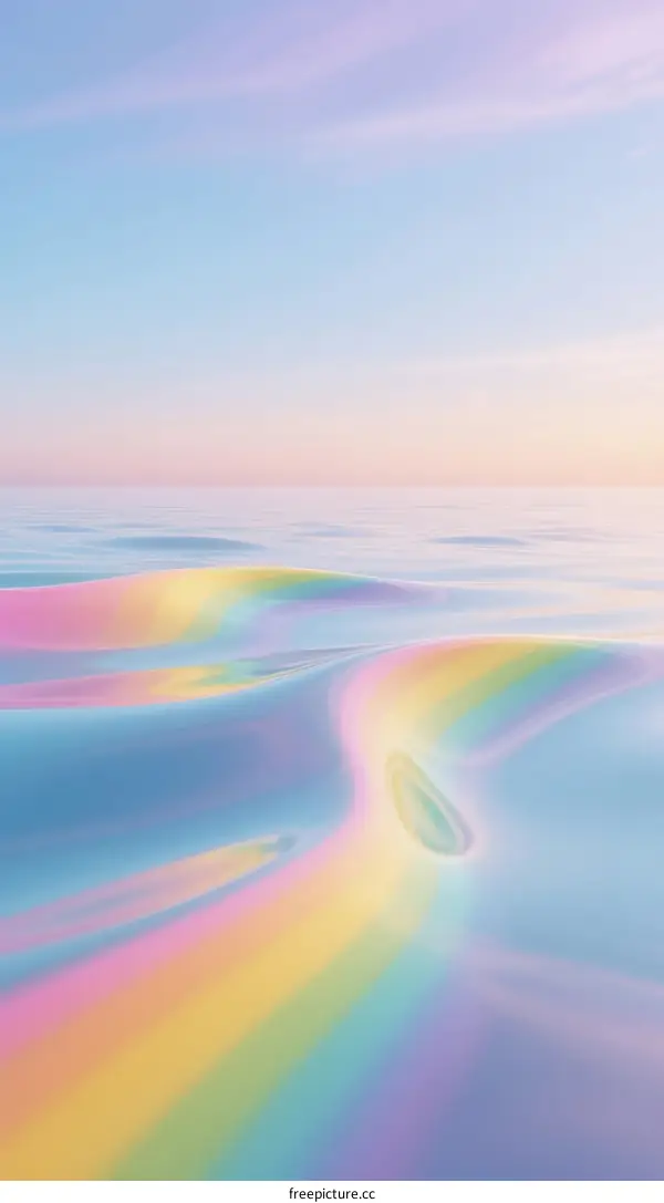 Colorful Iridescent Oil Slick Pattern on Water Surface