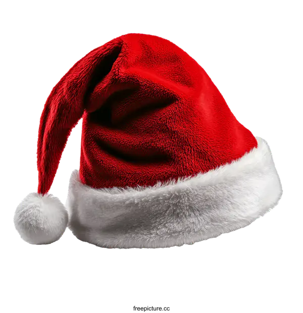 [Transparent Background PNG]Red Christmas Santa Hat on White Background