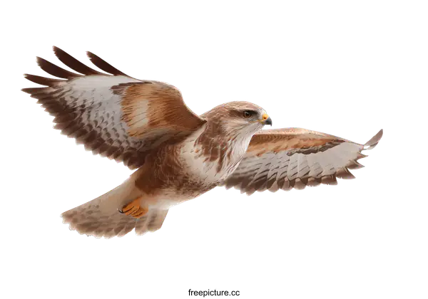 [Transparent Background PNG]Bird of Prey in Flight against White Background