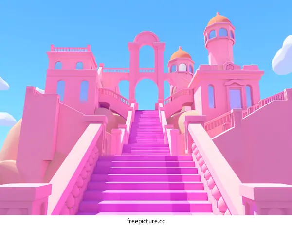 Pink Castle Stairs To The Sky