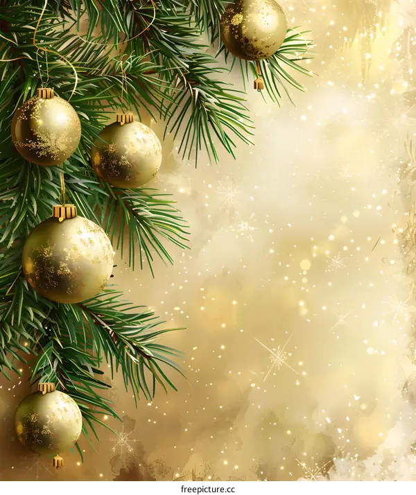 Christmas background with golden balls