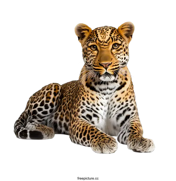 [Transparent Background PNG]Leopard Lying Down On White Background