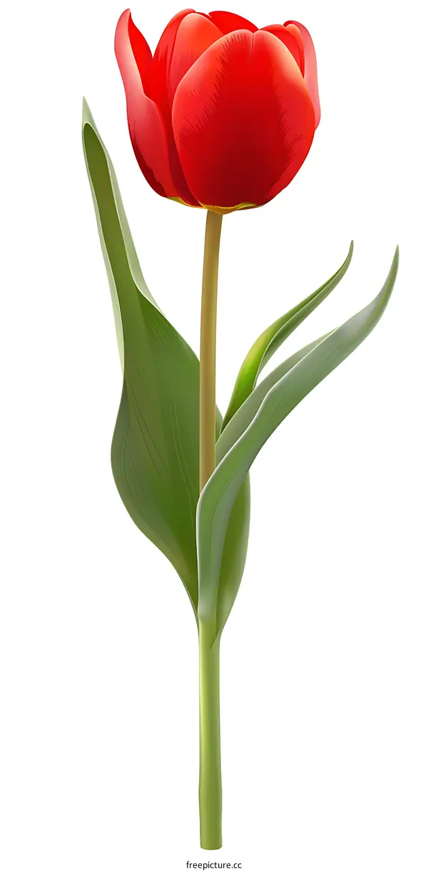 Red Tulip Flower Illustration on White Background