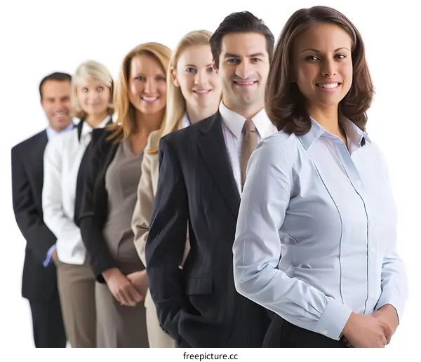 Smiling Business Team Standing in a Row