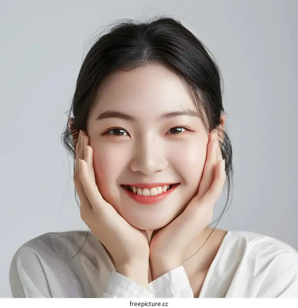 Portrait of a Beautiful Young Asian Woman Smiling