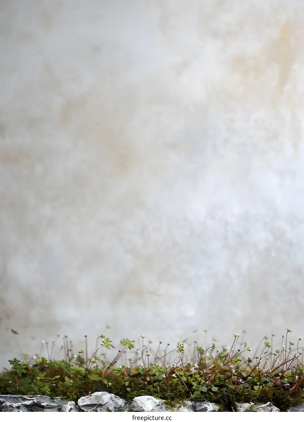 Green Plant Growth On White Concrete Wall