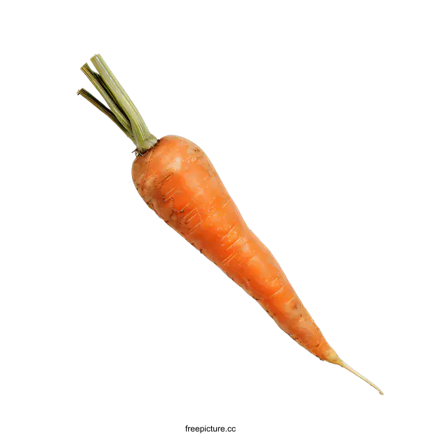 [Transparent Background PNG]Single Fresh Carrot on White Background