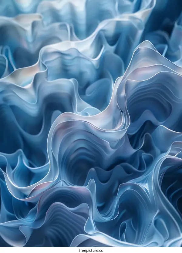 Abstract Blue Wavy Translucent Fabric