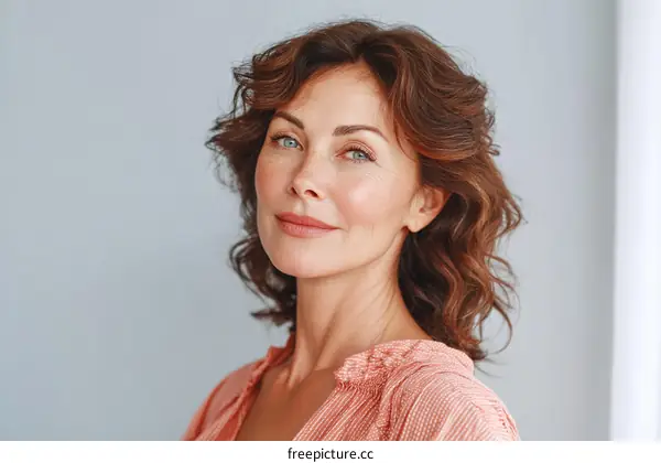 Close-up Portrait of a Mature Caucasian Woman