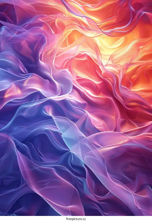 Colorful abstract background with soft folds of flowing fabric.