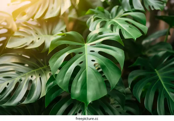 Close up of a Swiss cheese plant